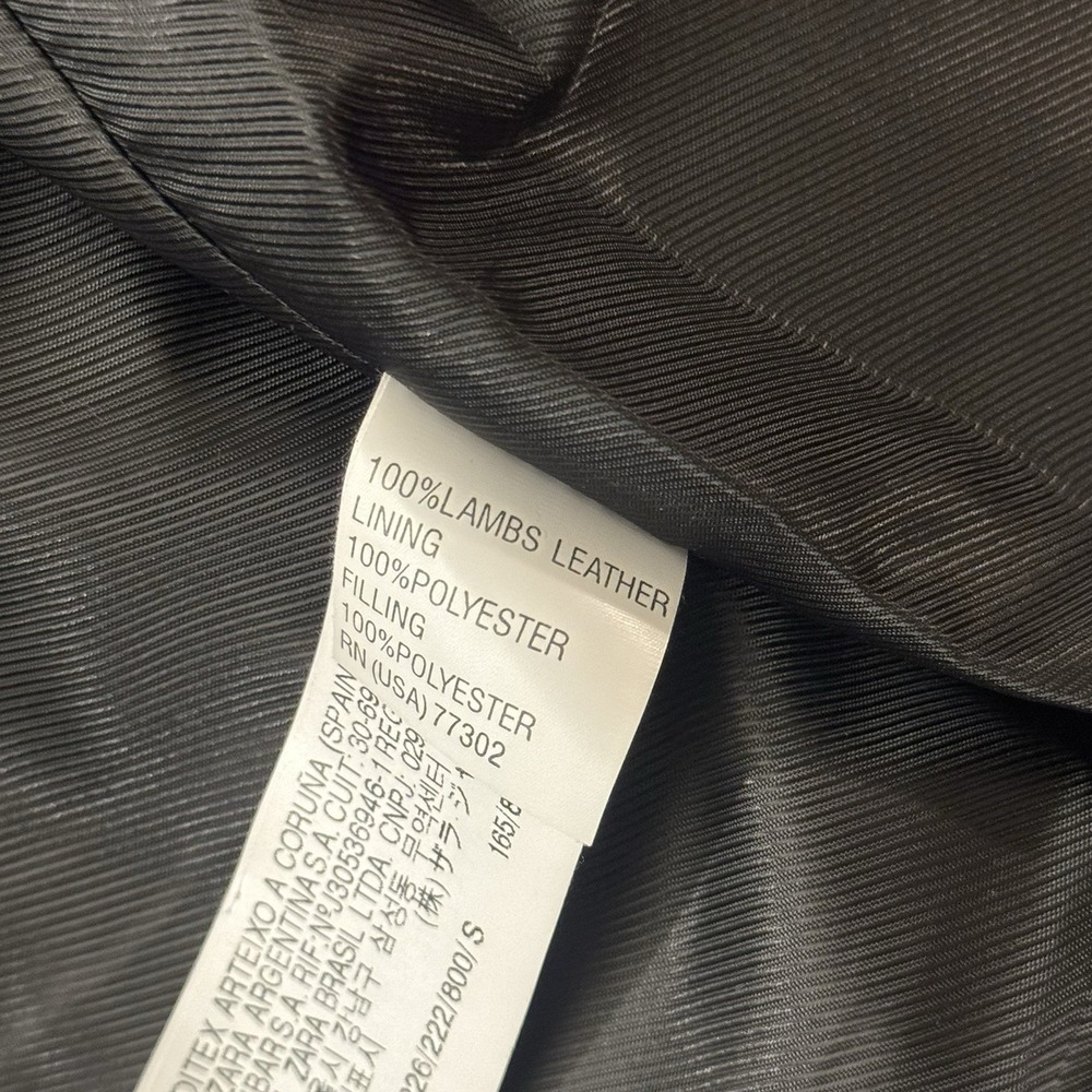 Zara Black‎ Lamb Leather Soft Quilted Size Small Jacket Zip Indie Rock Grunge - Picture 4 of 11